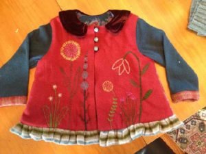A hand embroidered jacket designed and created by Jennifer Brown 
