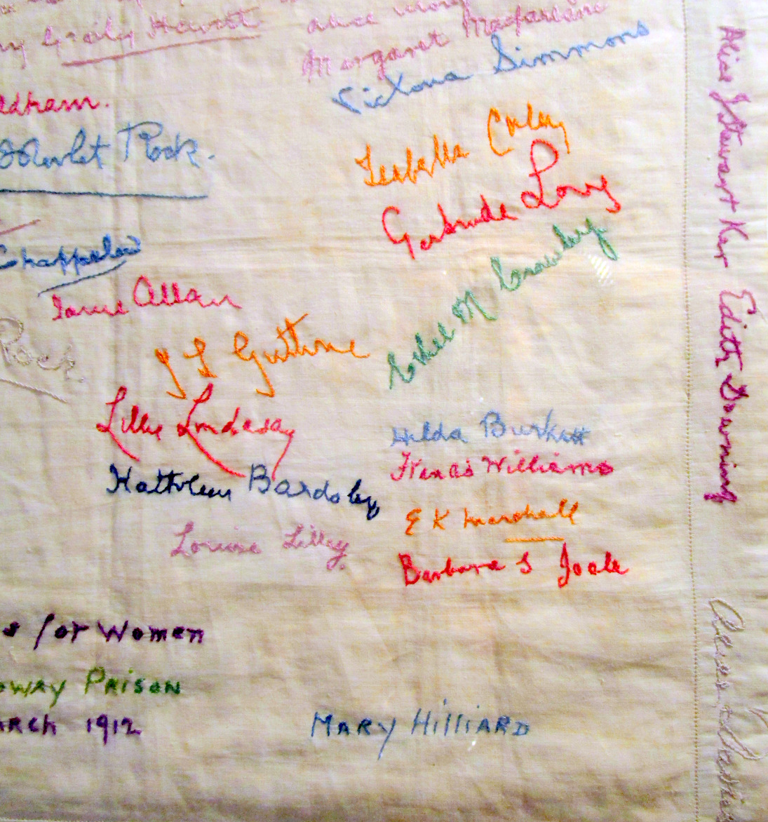 Embroidery by Holloway prisoners Suffragette movement