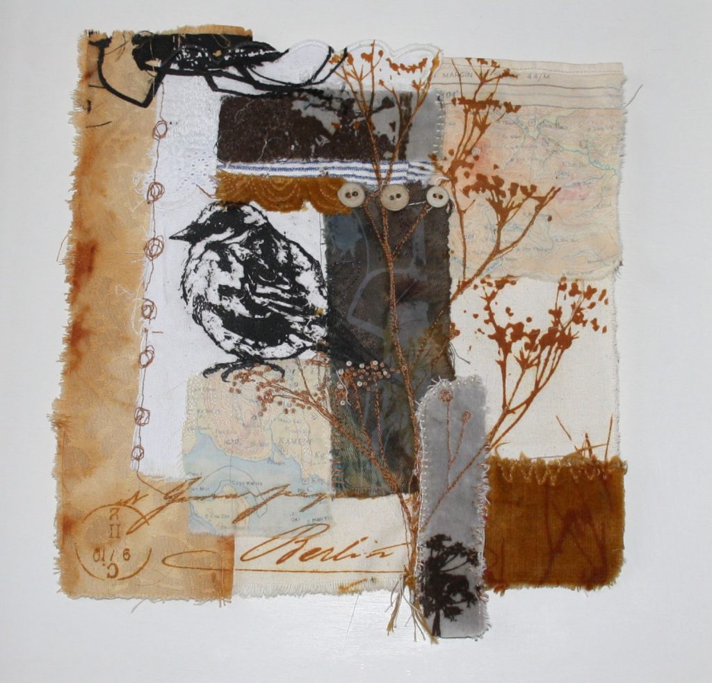 Sparrow mixed media print by Sue Brown