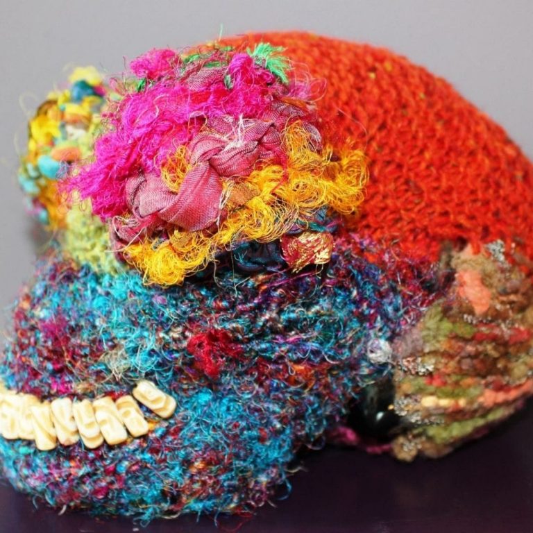 Knitted skull project by SST student
