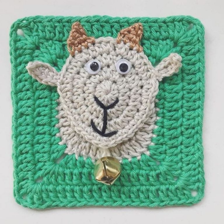 Crocheted granny square goat design