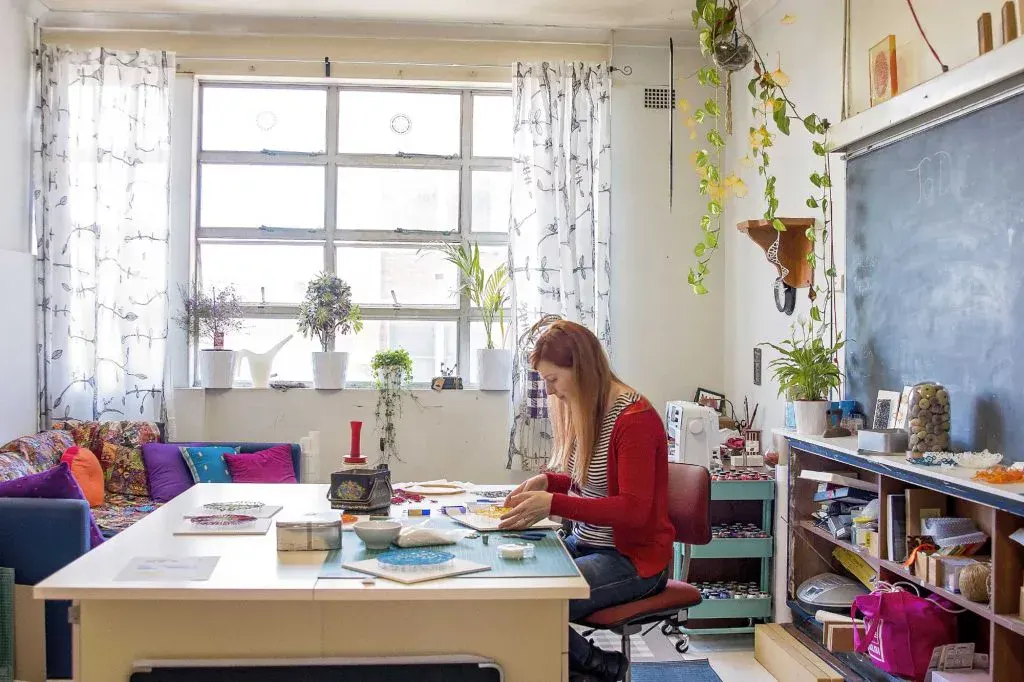 Meredith at work in her studio