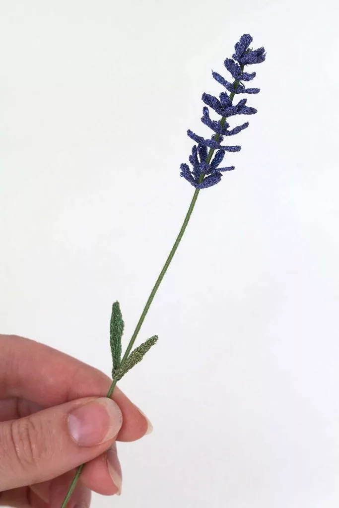 Lavender in Hand embroidery sculpture