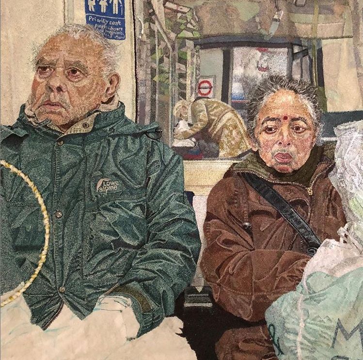 Elderly couple on the underground by Julie Heaton