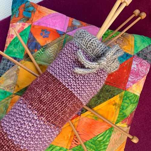 Make your own knitting needle holder on our beginners learn how to knit couse