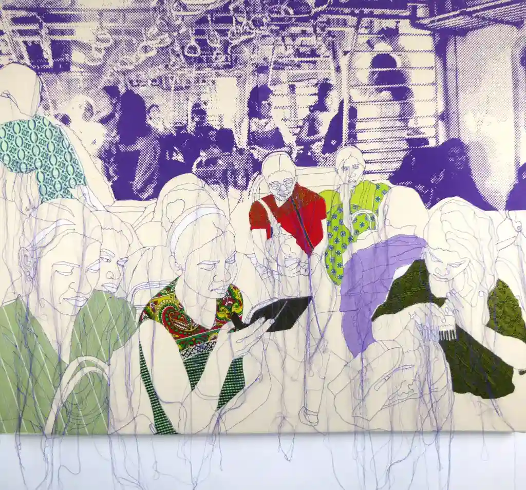 Stitched crowds of people by Rosie James