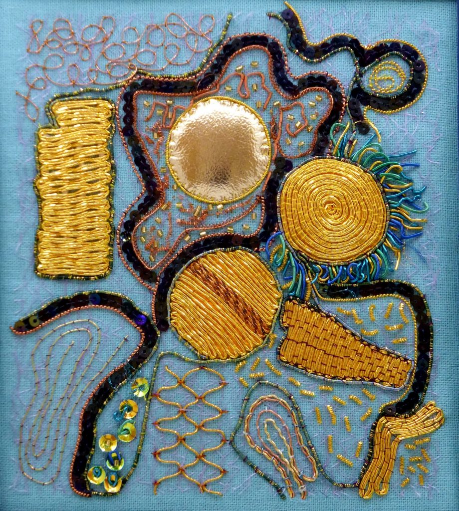 Gold work sample from Hand Embroidery course