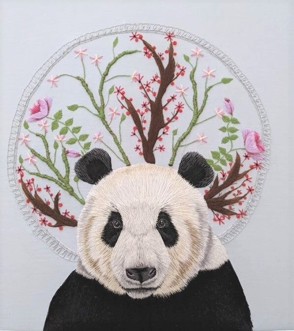 Panda Hand Embroidery by Elysia Cusworth