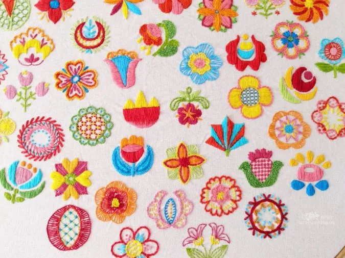 Fifty Folk Floral Dots Project by Carina Envoldsen-Harris