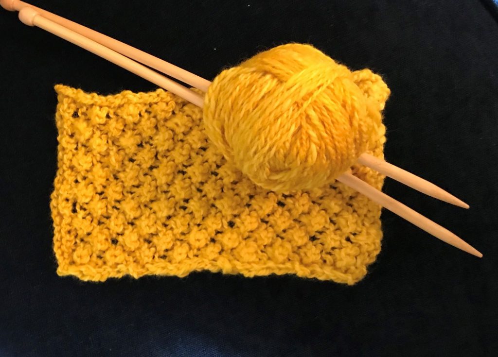 Bobbles sample by knitting graduate, Susan Rorison