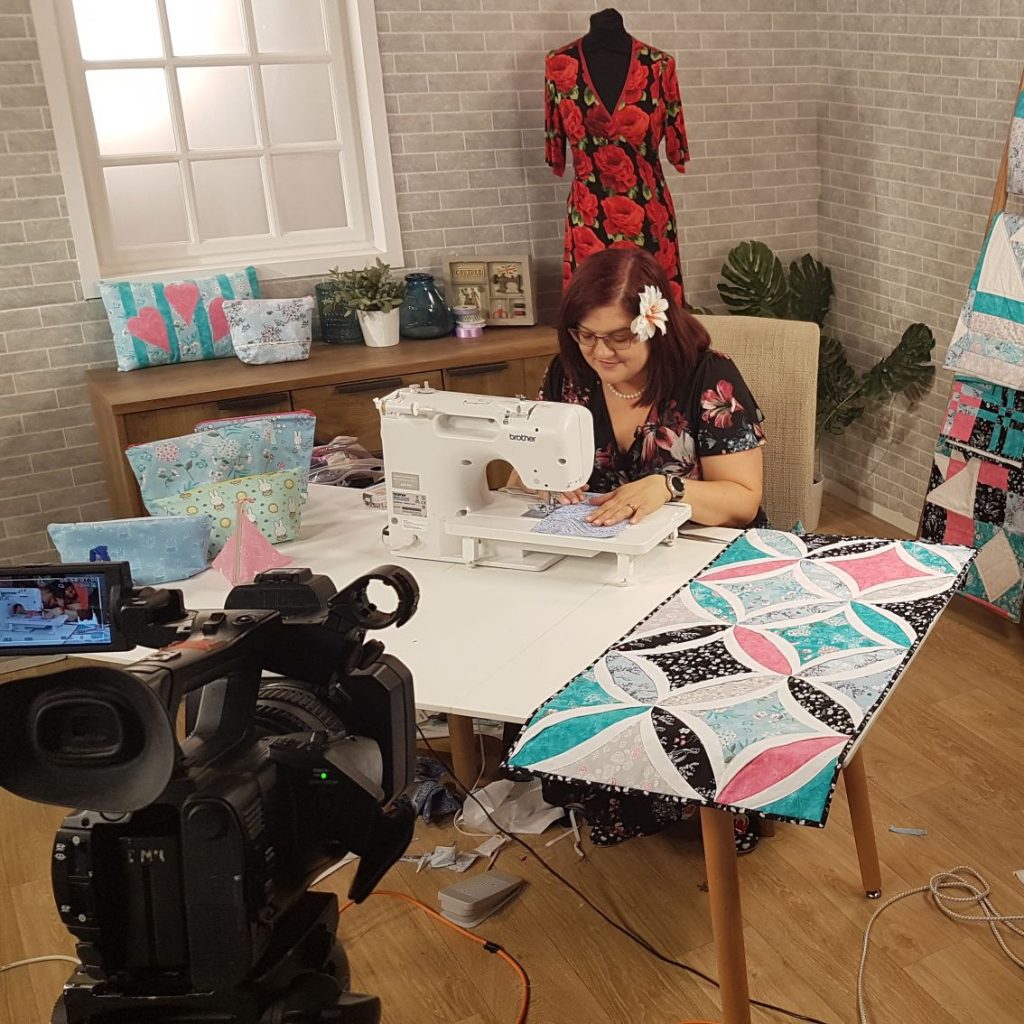 Sarah Payne filming in the promo studio