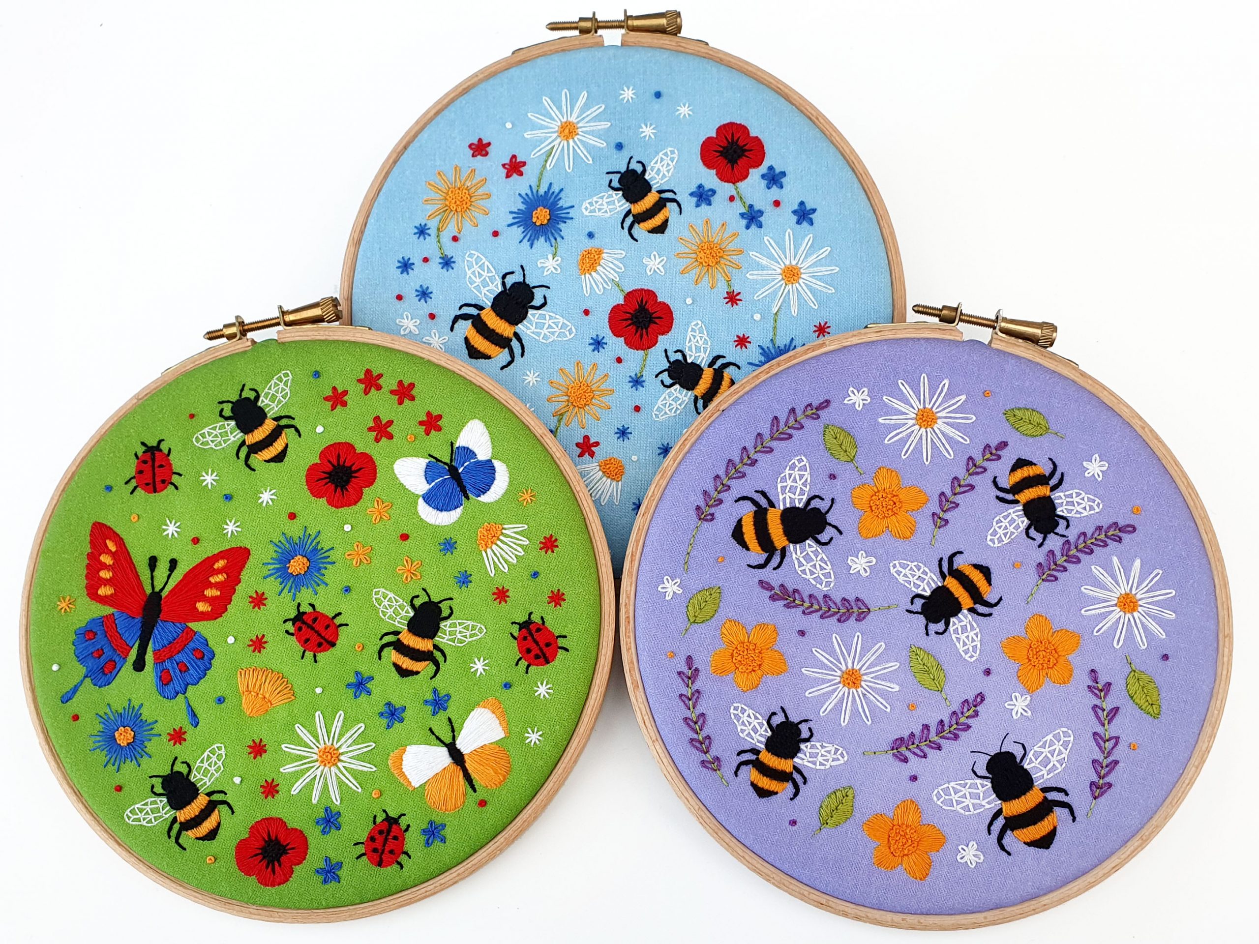 Bees and Wildflowers Bundle Embroidery Kits
