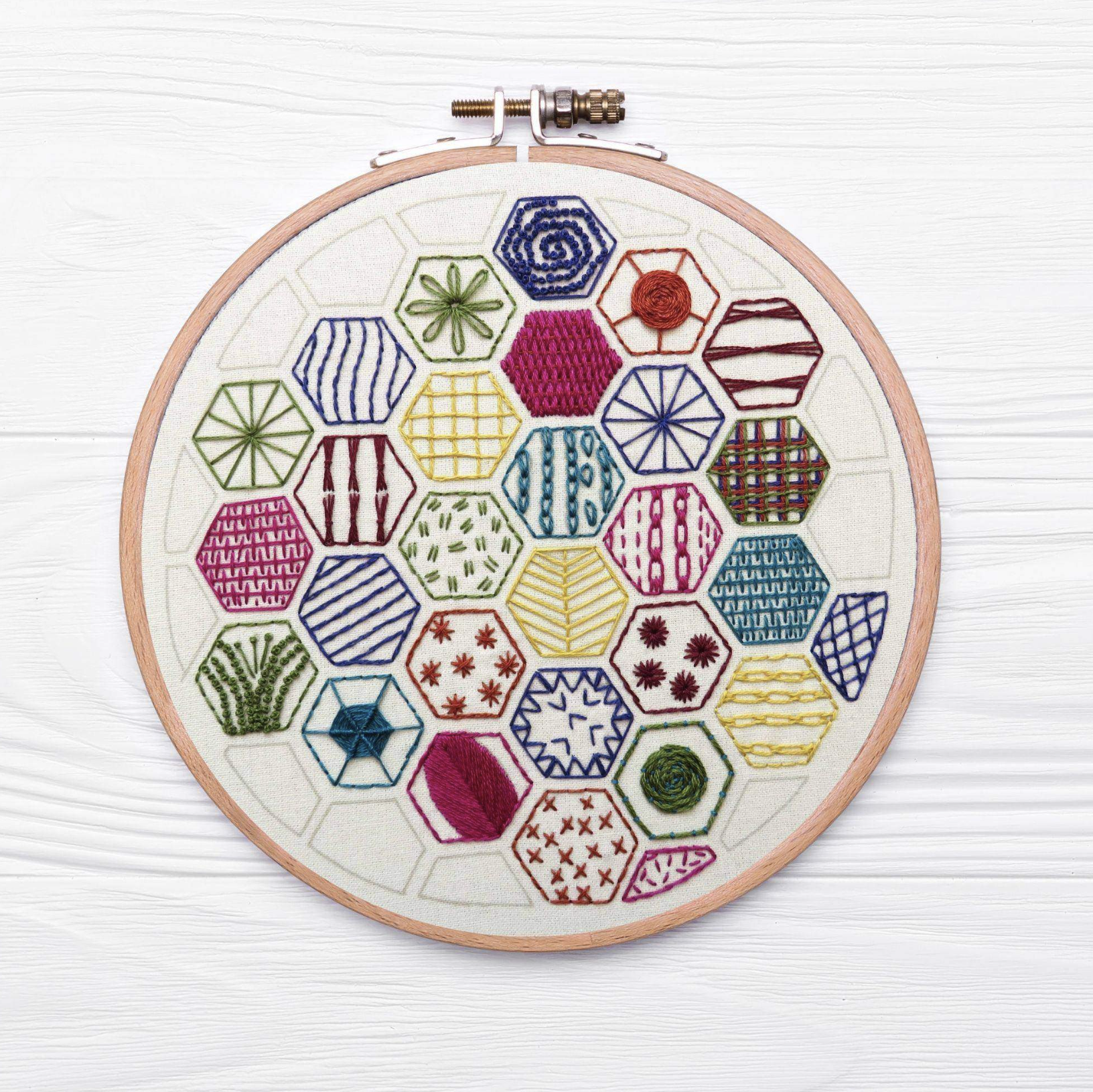 Hexagon Sampler Beginner hand embroidery Kit
