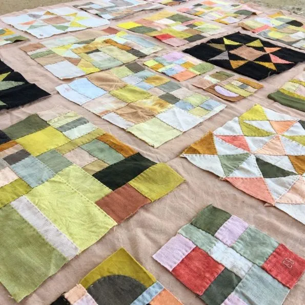 Patchwork painting, hand stitched by Elli Beaven