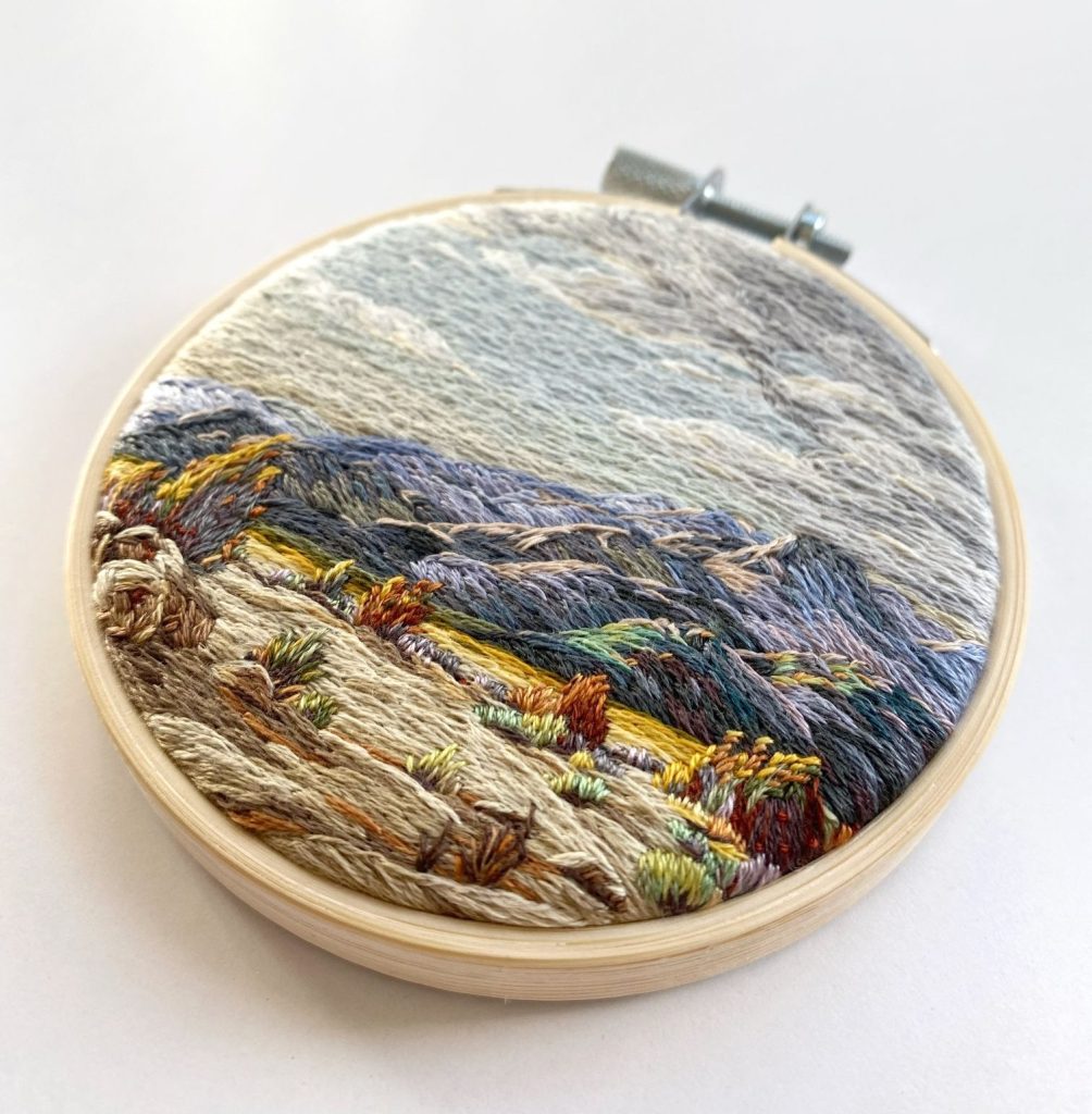 close up of embroidery work by Cassandra Dias