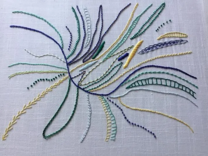 Line stitch sample by Stephanie Summerton