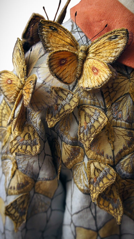 Mary Butterfly Dress for the Secret Garden, embroidered by Michele Carragher