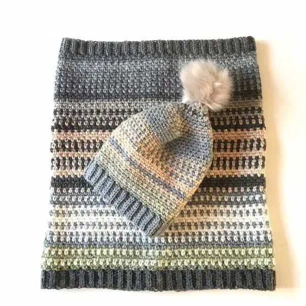 Crocheted hat and scarf pattern by Amanda Jones Crochet Graduate