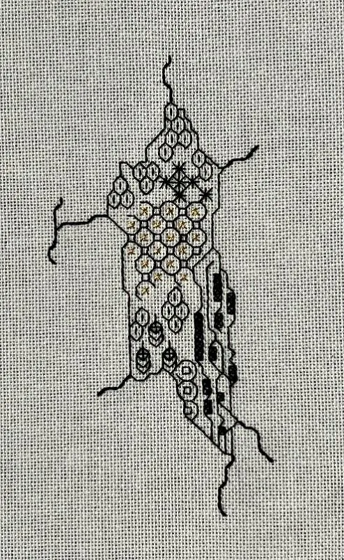 Blackwork embroidery design by graduate Hilary Jackson
