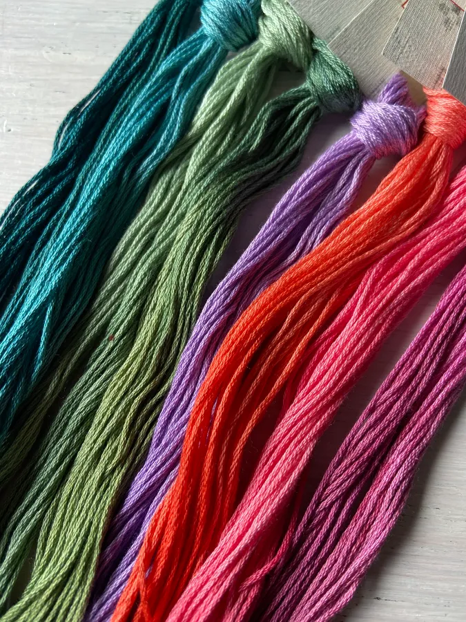 Beautiful hand dyed threads by Melanie Couffe