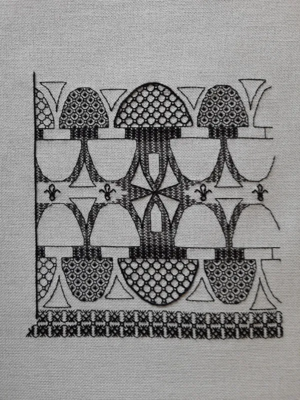 Blackwork by hand embroidery graduate Melanie Giddings