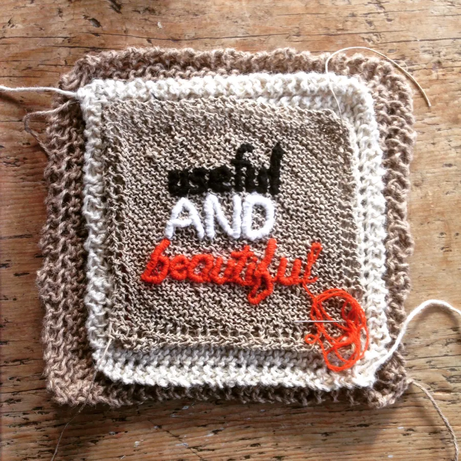 Knitting work by Joan Harrison Bursary finalist, Carol Naden