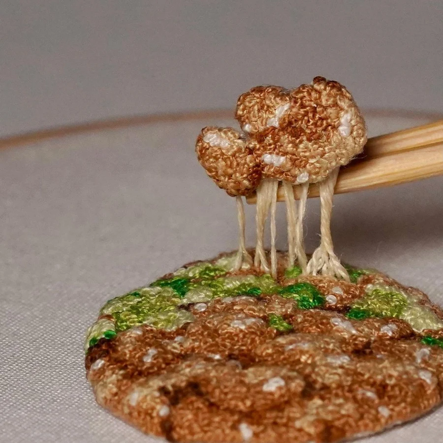 Ipnot embroidery is a textile artist inspired by Food