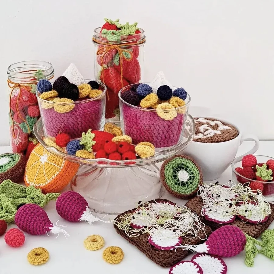 Maria skog virkase is a textile artist inspired by Food.