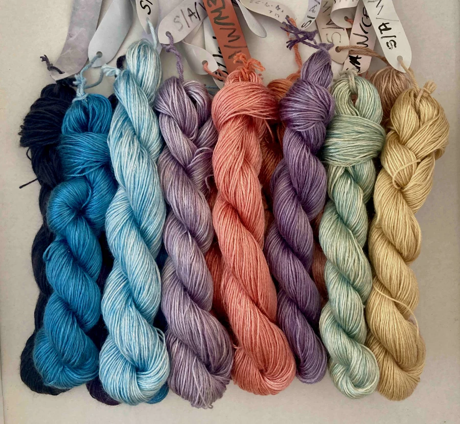 Hand dyed yarns created by crochet graduate Vivienne Richards