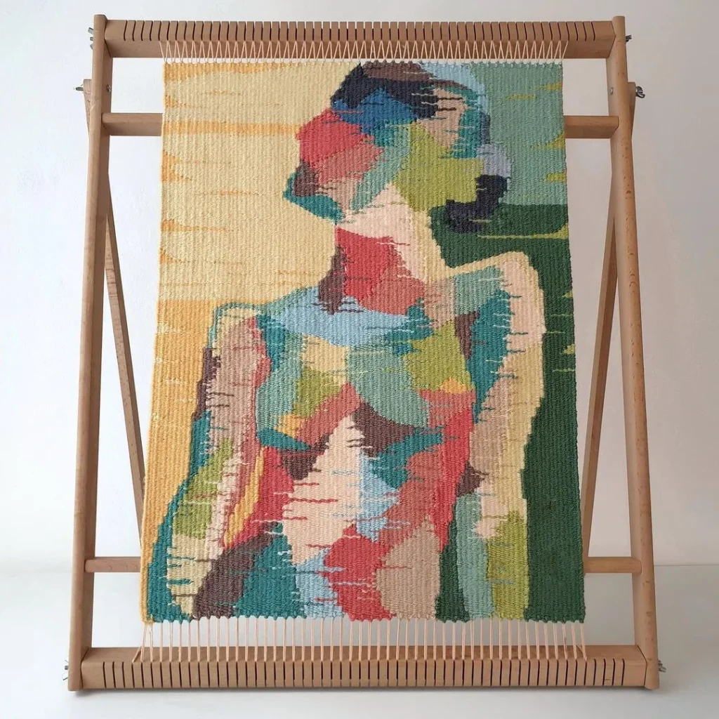 Abstract nude tapestry weave by Marion Wymes