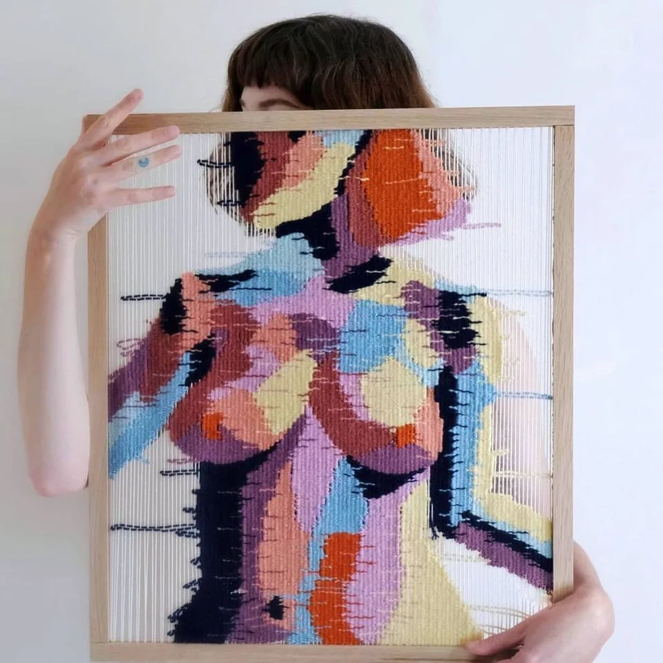 A naked abstract self portrait Tapestry by Marion Wymes