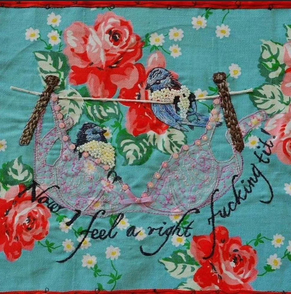 Embroidery work by members of PEG - Profanity Embroidery Group