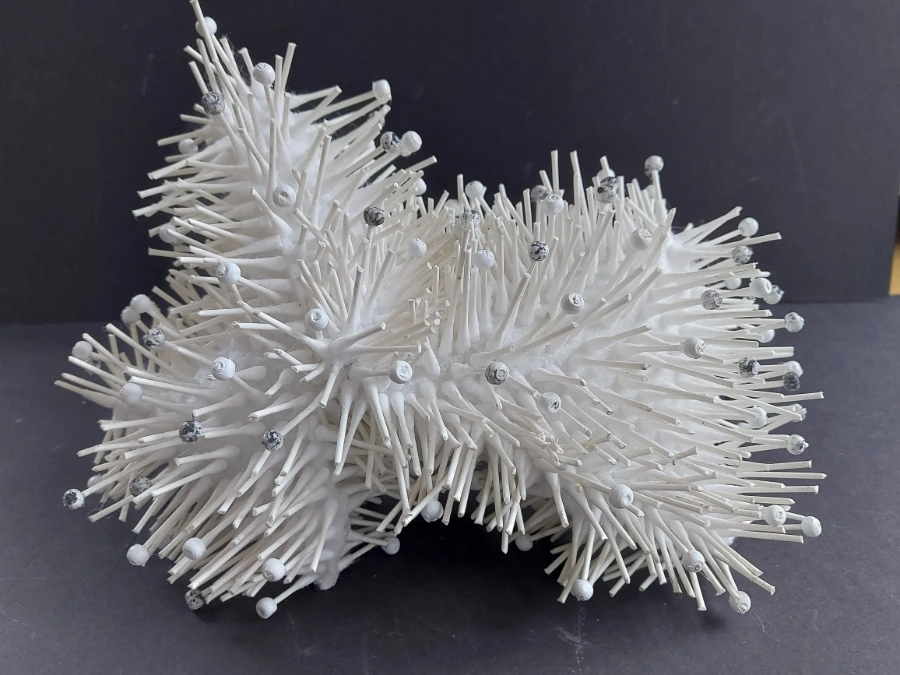 3D Coral sculpture using cotton buds and hand beading by Marian Jazmik