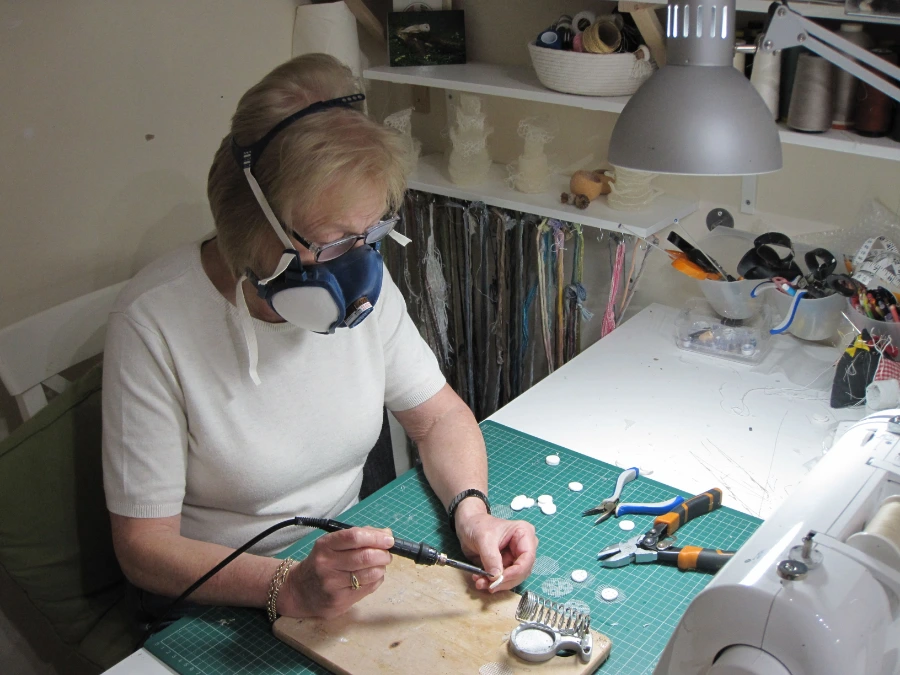 Marian Jazmik using the soldering iron