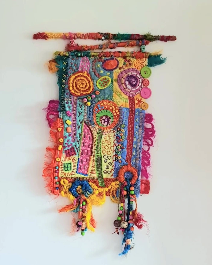 Abstract textile artwork by Noelle Thomas