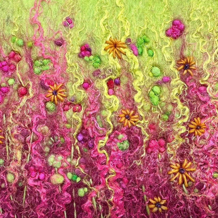 Abstract felt art by Lynn Comley