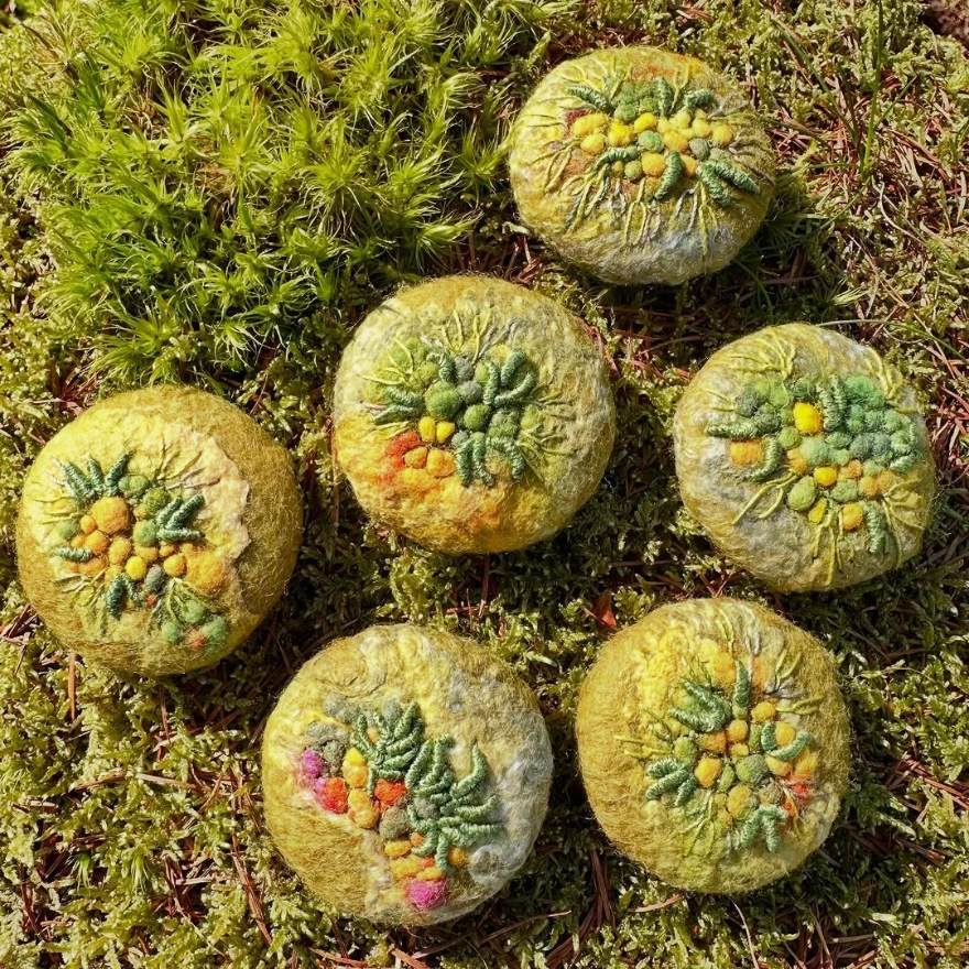 Abstract felt art by Lynn Comley