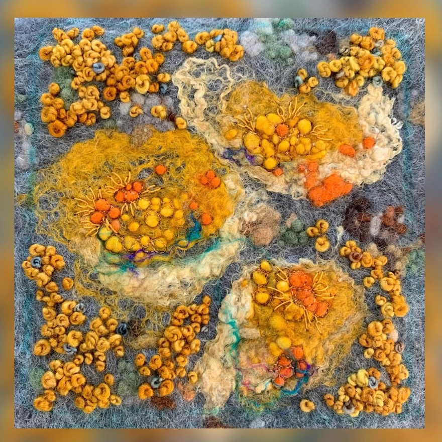 Abstract felt art by Lou Comley