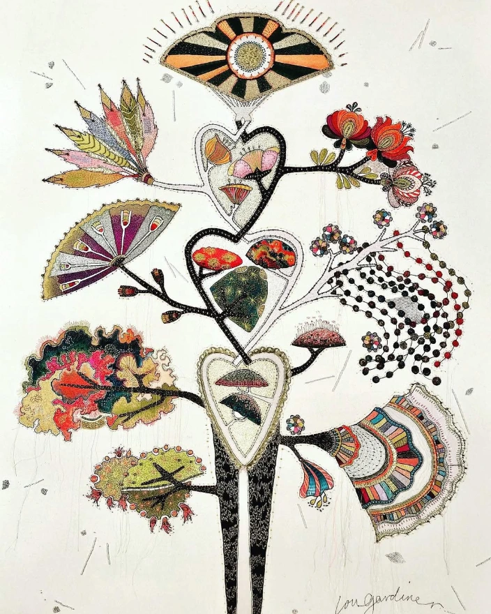 Abstract embroidery by Lou Gardiner