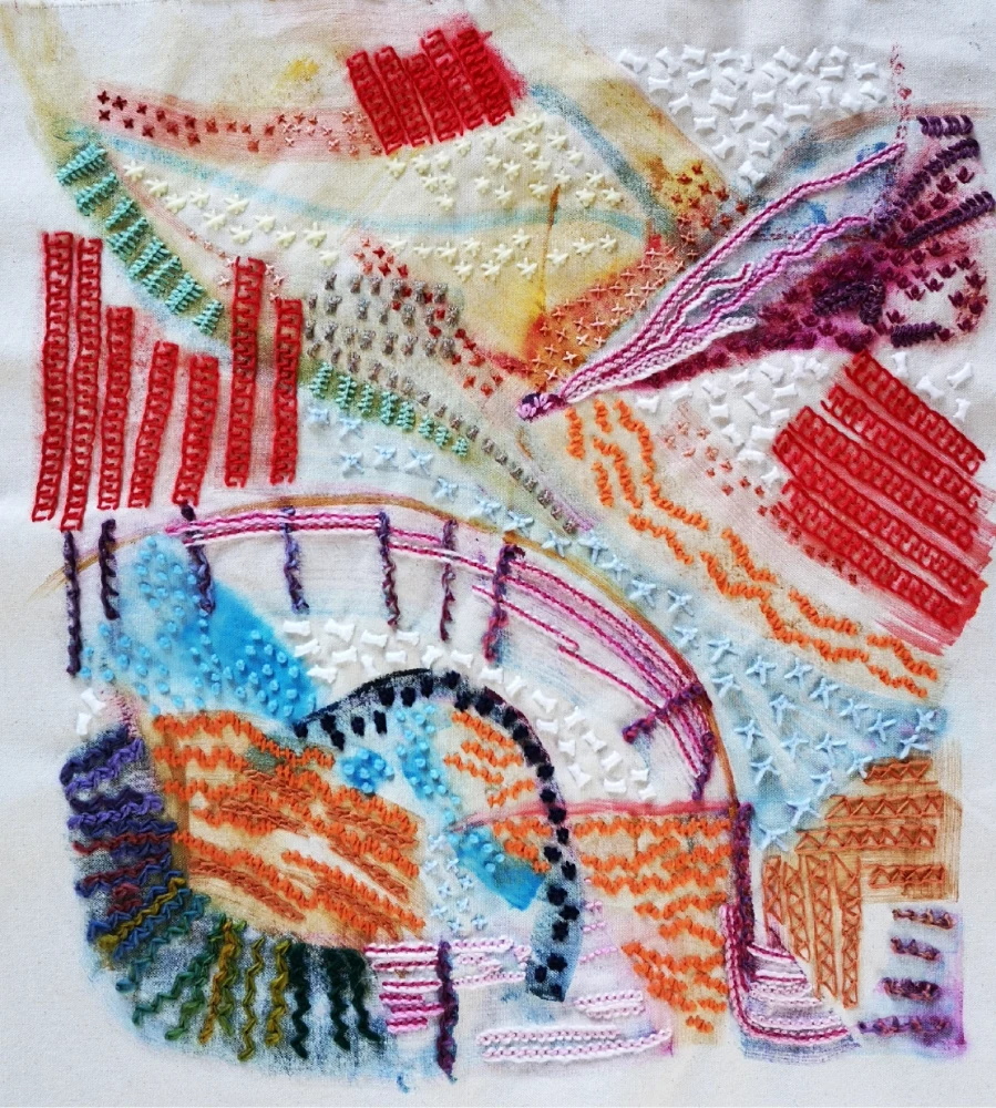 Embroidery practice by Elizabeth Hill Patchwork Graduate