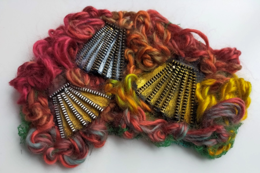 Shells with Yarn textile art by Do Adams
