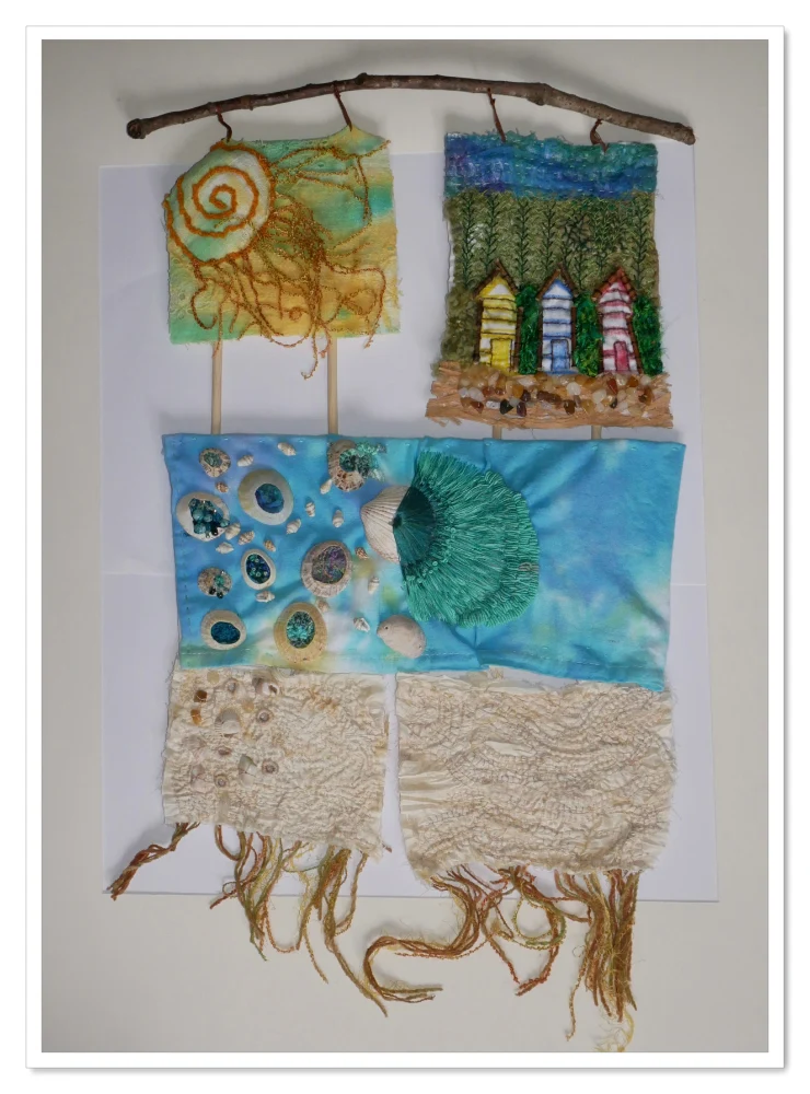 Beach. Hand embroidered by Lorraine Duff