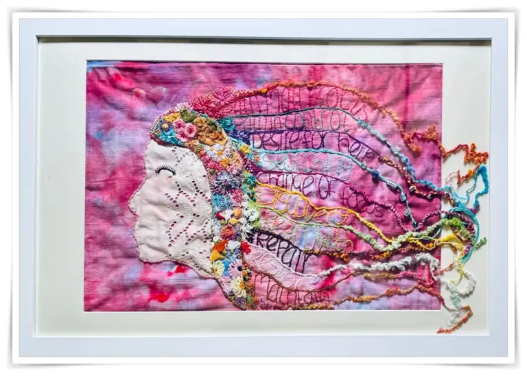 Journeying through pain. An embroidery design showing confidence and creativity by Hand Embroidery graduate, Lorraine Duff