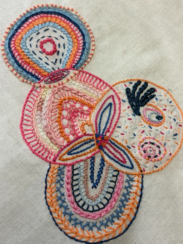 Hand embroidery course work by Brooke Booth, graduate who has found her voice through thread
