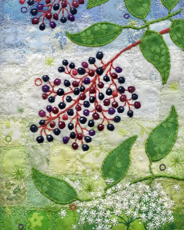 Botanical textile artwork by Kirsten Chursinoff