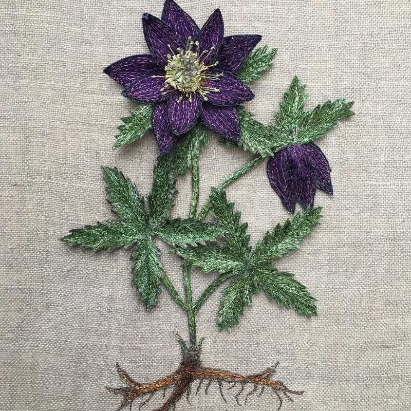 Corinne Young embroidery botanical work