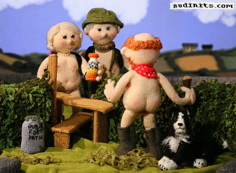 Sun Cream by Sarah Simi, nude knitted characters