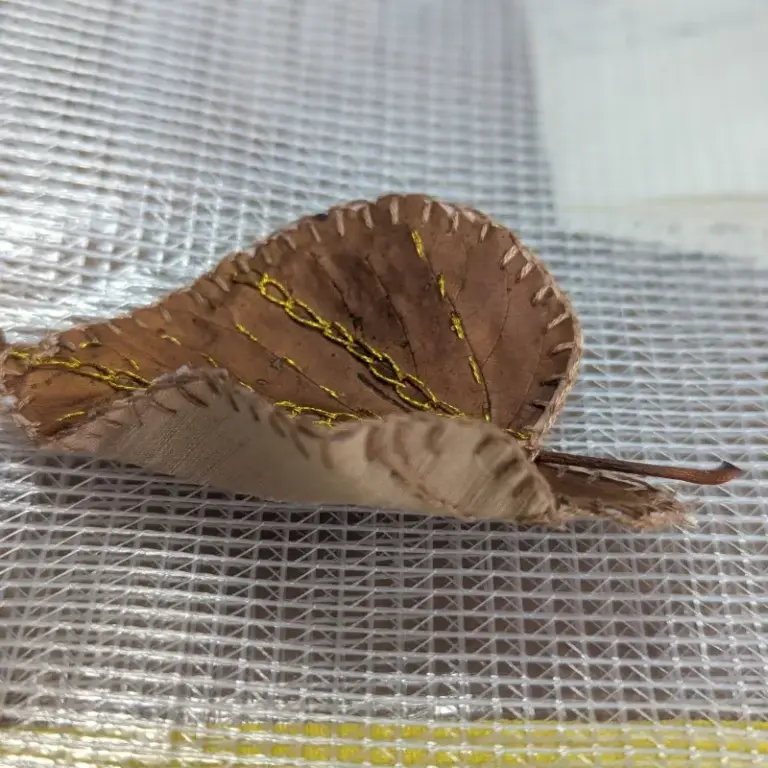 Embroidered leaf by JenP Hand Embroidery Student skill stage 2