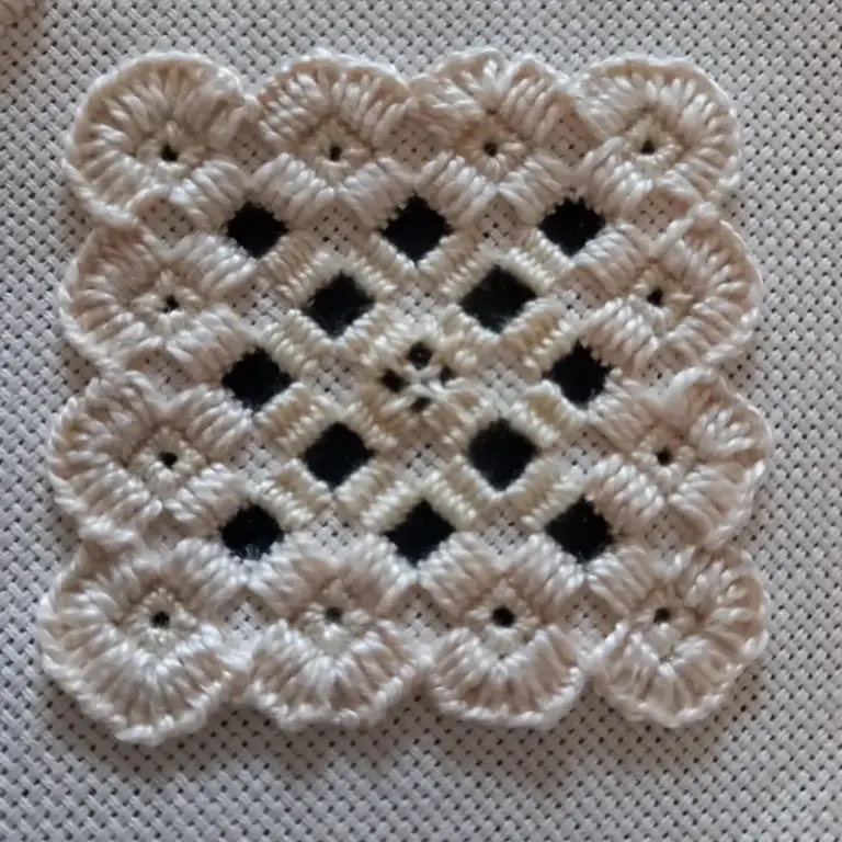 Pull threadwork embroidery by Rachel Ball
