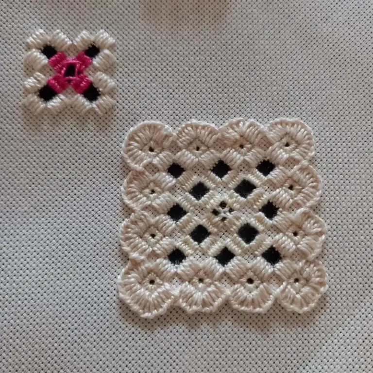 Pull threadwork embroidery by Rachel Ball